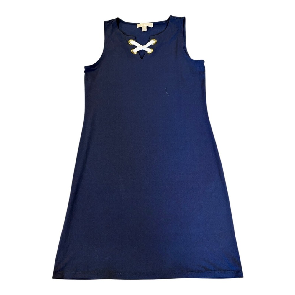 MICHAEL KORS Women's Size S Navy Lace Up Sleeveless Knit Mini Tennis Dress‎